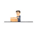 Packer. Product packaging on a conveyor belt, vector illustration