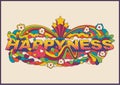 Happiness Hippie Art Style Illustration