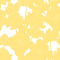 Basic RGBSeamless vintage pattern with  tulips line silhouette on yellow background. Royalty Free Stock Photo