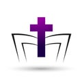 Cross with bible church people union care love logo design icon on white background Royalty Free Stock Photo