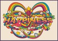 Happiness Hippie Art Style Illustration