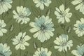 Vector floral seamless pattern. Succory, chicory flowers isolated on a green background.