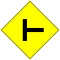 Vector of a sign indicating that there is an intersection of three sides with one to the right