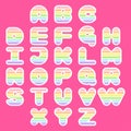 Rainbow alphabet set. Colorful ABC design for book cover, poster, card, print on baby`s clothes, pillow etc. Royalty Free Stock Photo