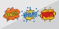 Comics cloud with Boom, Oops, Pow, Wow and Crush word. Vector comic sound effects in pop art style. Sound bubble speech with word Royalty Free Stock Photo