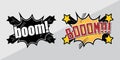 Comics cloud with Boom, Oops, Pow, Wow and Crush word. Vector comic sound effects in pop art style. Sound bubble speech with word