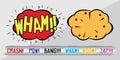 Comics cloud with Boom, Oops, Pow, Wow and Crush word. Vector comic sound effects in pop art style. Sound bubble speech with word Royalty Free Stock Photo