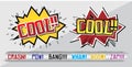 Comics cloud with Boom, Oops, Pow, Wow and Crush word. Vector comic sound effects in pop art style. Sound bubble speech with word Royalty Free Stock Photo