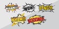 Comics cloud with Boom, Oops, Pow, Wow and Crush word. Vector comic sound effects in pop art style. Sound bubble speech with word Royalty Free Stock Photo