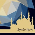 Ramadan Kareem Islamic greeting card design with dome mosque and  Mozaic background Royalty Free Stock Photo