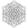 Snowflake decorative big mandala with simple patterns on white isolated background. Royalty Free Stock Photo