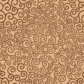 Doodle red swirls and spirals on beige background. Seamless abstract vintage pattern. Royalty Free Stock Photo