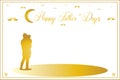 Happy fathers day greeting with golden lines. Father felicitation shimmer gold card. Typography lettering whorl text element for y