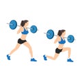 Sporty woman with barbell doing split squat or lunge Royalty Free Stock Photo