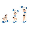 Woman doing barbell snatch exercise flat vector illustration