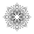 Gothic mandala round circle ornament. Floral graphic element. Lily, lotus. For tattoo, emblem, icon.