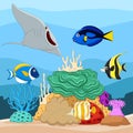 Beautiful underwater world with corals and tropical fish Royalty Free Stock Photo