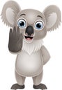 Cartoon funny koala showing stop gesture