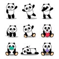 Set of Cute Panda character in different action emotion