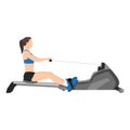 Woman doing cardio. Rowing machine