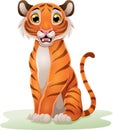 Cartoon tiger sitting in the grass