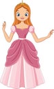 Cartoon beautiful princess in pink dress