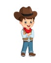 Cartoon of cute a cowboy boy Royalty Free Stock Photo