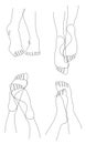 Collection. Silhouettes of human legs, feet in a modern one line style. Continuous line drawing, aesthetic outline for home decor, Royalty Free Stock Photo