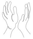 Silhouettes of human hands, applause, in a modern one line style. Continuous line drawing, aesthetic outline for home decor, poste Royalty Free Stock Photo