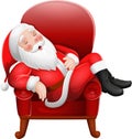 Cartoon santa claus sleeping on armchair Royalty Free Stock Photo