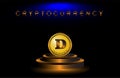 Dogecoin icon, DOGE cryptocurrency means of payment in the future financial sector with dark background