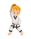 Cartoon girl doing practicing karate Royalty Free Stock Photo