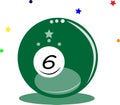 Vectors of the number six billiard ball