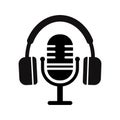 Microphone Icon Vector illustration. Mic silhouette. Music, voice, record icon. Recording studio symbol. Flat stye vector illustra