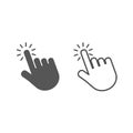 Touch vector icons.Hand Cursor symbol. Computer hand cursor click, hand pointer clicking effect black Illustration isolated for gr Royalty Free Stock Photo