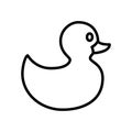 Rubber duck line style icon. toy bath duck icon. Black rubber duck. Royalty Free Stock Photo