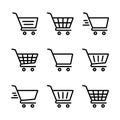 Shopping Cart Icon Set. Shopping cart illustration for web, mobile apps. Shopping cart trolley icon vector. Trolley icon. Full and Royalty Free Stock Photo