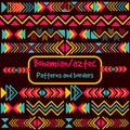 Geometric pack collection with aztec and bohemian motifs. Repetitive background inspired by friendship bracelets.