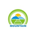 Illustration vector graphic of mountain design logo green color - vector Royalty Free Stock Photo