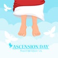 Illustration of Happy Ascension Day of Jesus Christ, with the cross and Jesus Christ who is ascending to heaven. Royalty Free Stock Photo