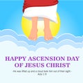 Illustration of Happy Ascension Day of Jesus Christ, with the cross and Jesus Christ who is ascending to heaven. Royalty Free Stock Photo