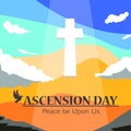 Illustration of Happy Ascension Day of Jesus Christ, with the cross and Jesus Christ who is ascending to heaven. Royalty Free Stock Photo