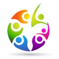 People globe team work logo partnership education celebration group work people diversity icon vector designs on white background Royalty Free Stock Photo