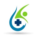 Globe Water drop medical logo concept of water drop with world save earth wellness symbol icon hand drops elements vector design Royalty Free Stock Photo