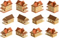 Vector set of different houses in 4 directions for isometric city