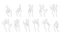 Set of different number hand gestures