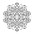 Abstract natural mandala with floral elements on white isolated background.