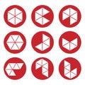 The logomark of basic arrangement of triangles in a red circle Royalty Free Stock Photo