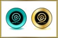 Safemoon crypto coin with blue and golden colour, virtual cryptocurrency concept. for business icon, web, advertising, financial, Royalty Free Stock Photo