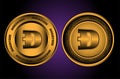 Dogecoin icon button with two colour black and gold. crypto currency icon doge coin at vector eps10